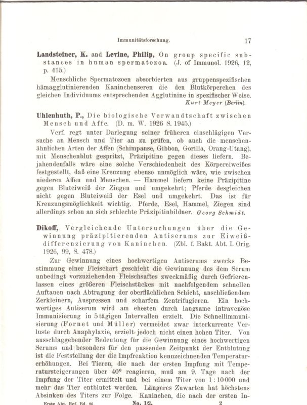 Centralblatt für Bakteriologie, Parasitenkunde  und Infektionskrankheiten 1.Abteilung 86.Band 1927 No.1/2-25/26 