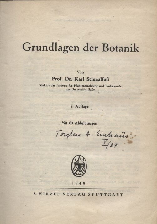 Schmalfuß,Karl  Grundlagen der Botanik 