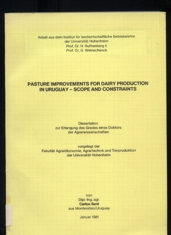 Sere,Carlos  Pasture improvements for diary production in Uruguay 