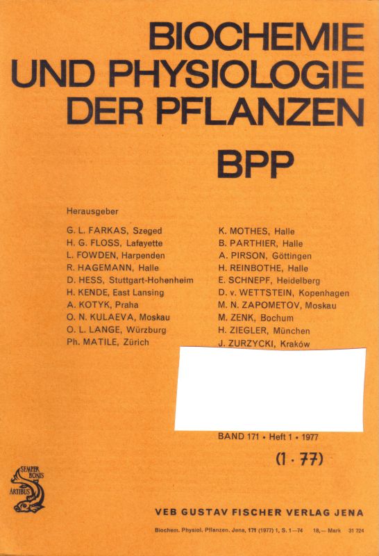 Biochemie und Physiologie der Pflanzen  Biochemie und Physiologie der Pflanzen 171.Band 1977 Heft 1 bis 6 