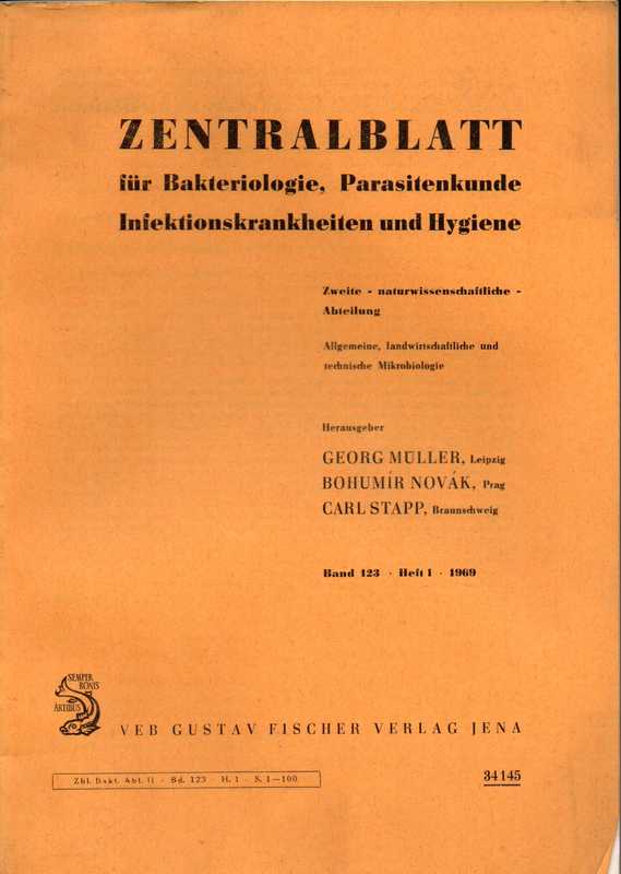 Zentralblatt für Bakteriologie, Parasitenkunde  Infektionskrankheiten und Hygiene.2.naturwiss.Abteilung.123 Band.1969 