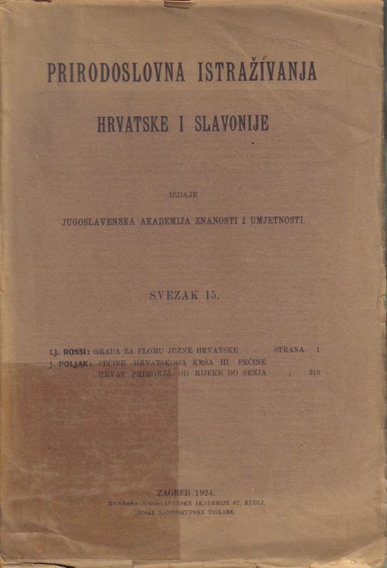Jugoslawische Akad. der Wissenschaften  Prirodoslovna Istrazivanja 
