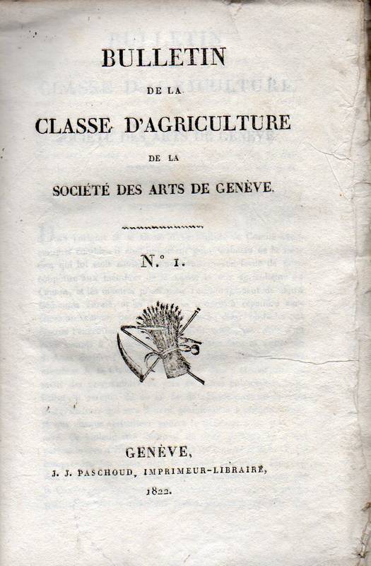 Bulletin de la Classe D'Agriculture de la  Societe des Arts de Geneve. No.1 bis 24(1 Band) 