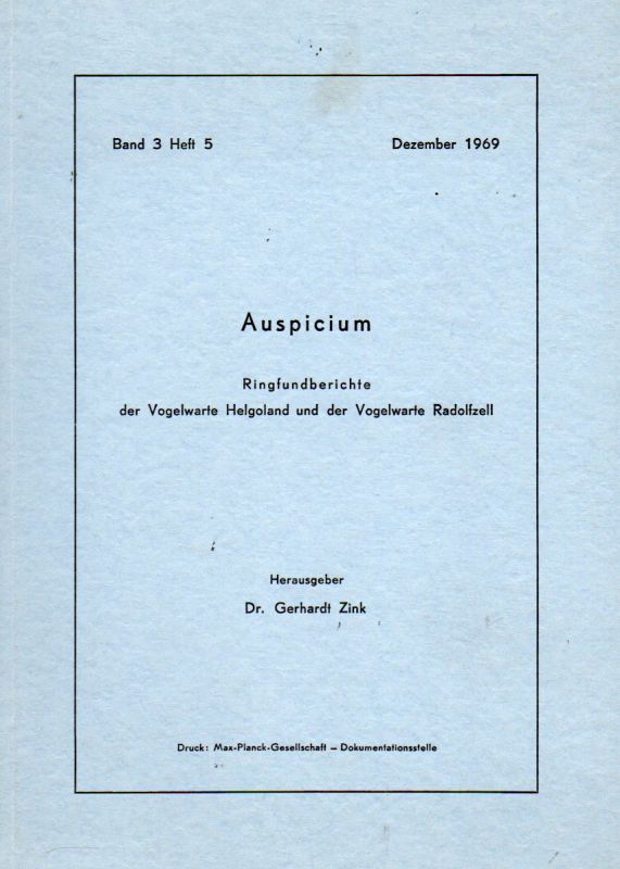 Auspicium  Auspicium 3.Band 1969 Heft 5 (1 Heft) 