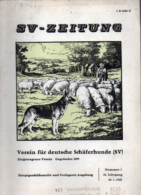 Verein für Deutsche Schäferhunde (SV)  SV-Zeitung 62.Jahrgang 1968 Heft 1 bis 6, 8 bis 12 (11 Hefte) 