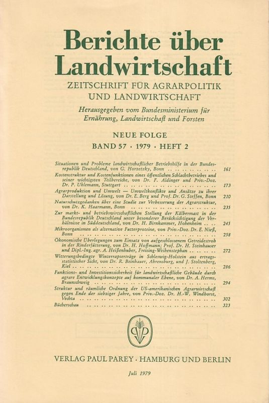 Berichte über Landwirtschaft  Berichte über Landwirtschaft Neue Folge Band 57, 1979 Heft 2 (1 Heft) 