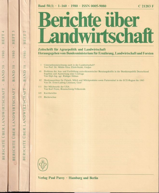 Berichte über Landwirtschaft  Berichte über Landwirtschaft 58.Band 1980 