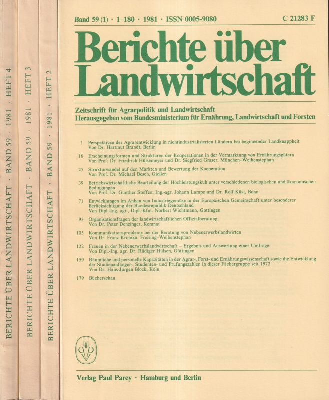 Berichte über Landwirtschaft  Berichte über Landwirtschaft 59.Band 1981 