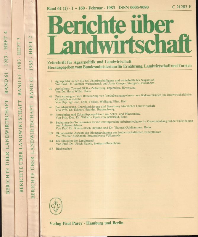 Berichte über Landwirtschaft  Berichte über Landwirtschaft 61.Band 1983 