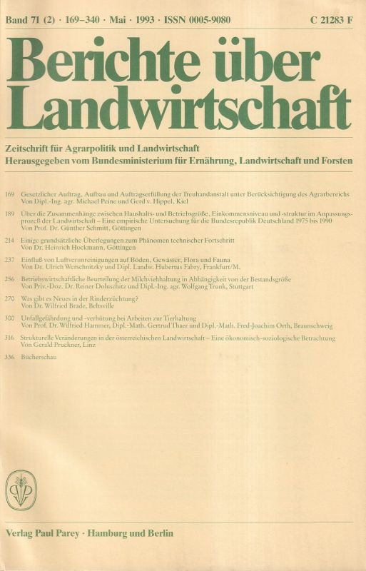 Berichte über Landwirtschaft  Berichte über Landwirtschaft 71.Band 1993 Heft 2 