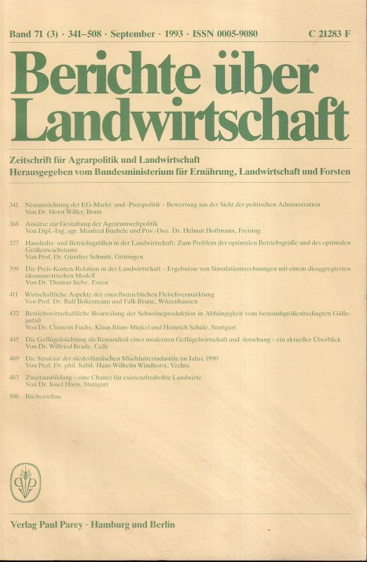 Berichte über Landwirtschaft  Berichte über Landwirtschaft 71.Band 1993 Heft 3 