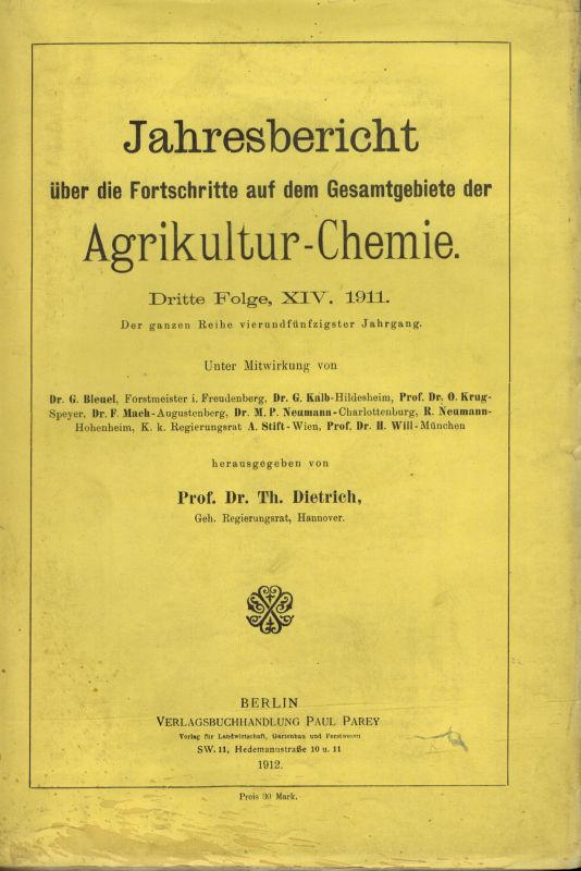 Dietrich,Th.  Jahresbericht über die Fortschritte auf dem Gesamtgebiete der 