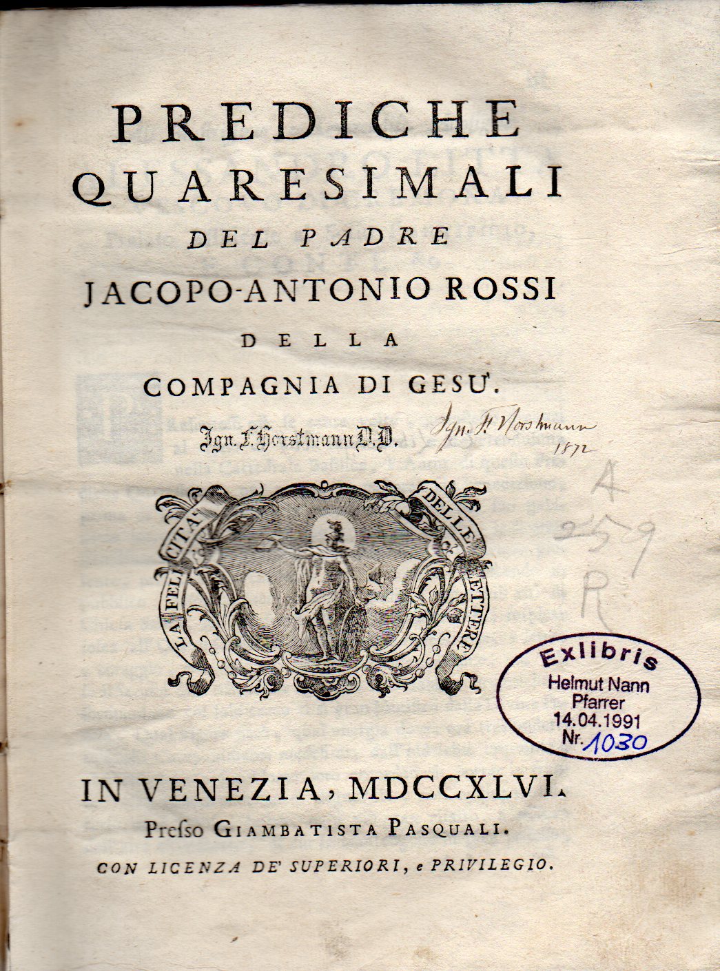Rossi,Jacopo-Antonio  Prediche Quaresimali della Compagnia di Gesu 
