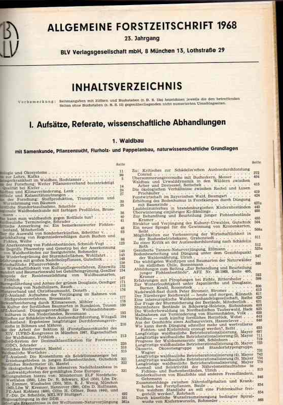 Forstzeitschrift, Allgemeine  Allgemeine Forstzeitschrift 1968 