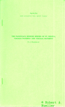 Mabberley,D.J.  The pachycaul Senecio species of St. Helena, Cacalia paterna and 