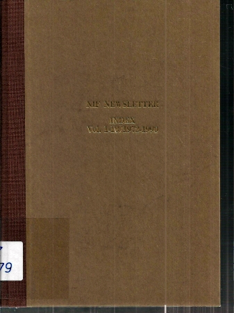 Nordic Institute of Folklore  NIF Newsletter Index Vol. 1-18 / 1972-1990 