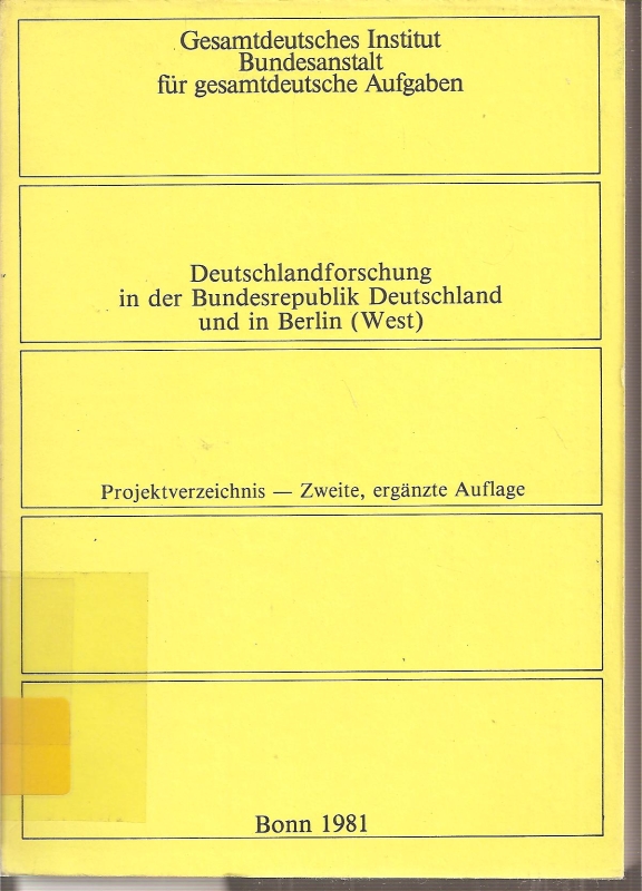 Lange,Ernst  Deutschlandforschung in der Bundesrepublik Deutschland und in Berlin 