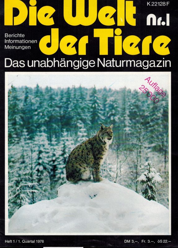 Die Welt der Tiere  Die Welt der Tiere 3.Jahrgang 1976 Heft 1 bis 6 (6 Hefte) 