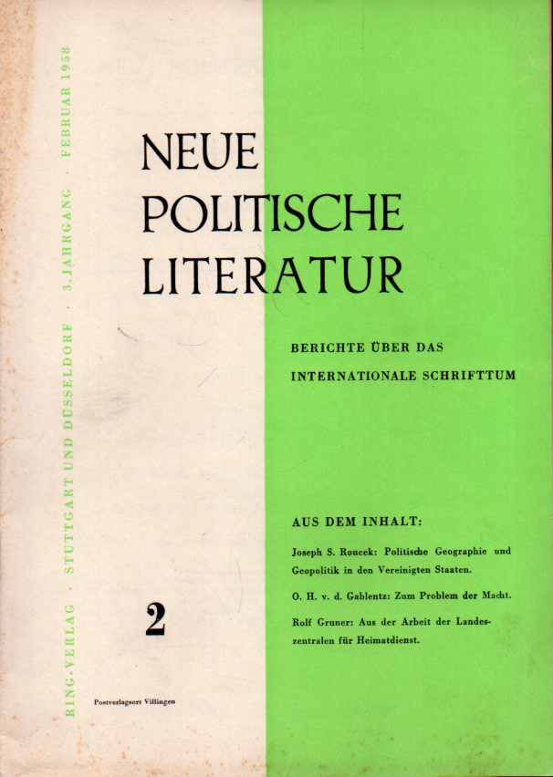 Neue Politische Literatur  Neue Politische Literatur III.Jahrgang.Hefte 2 und 11 (2 Hefte) 
