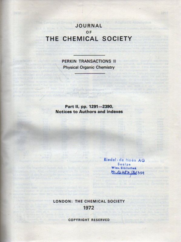 The Chemical Society  Perkin Transactions II Physical Organic Chemistry Part II 