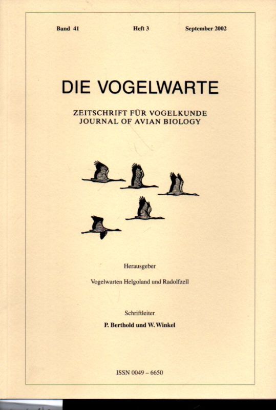 Die Vogelwarte  Die Vogelwarte Band 40.2001 Heft 1-4 (4 Hefte) 