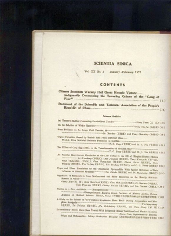 Scientia Sinica  Scientia Sinica Volume XX Nr.1-6 1977 (1 Band) 