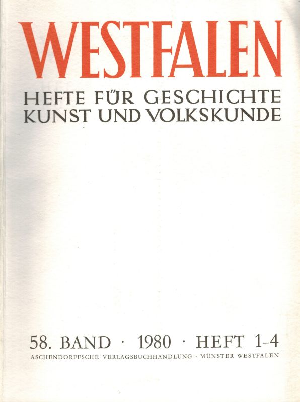 Westfalen  Westfalen 58.Band 1980 Heft 1-4 (1 Heft) 