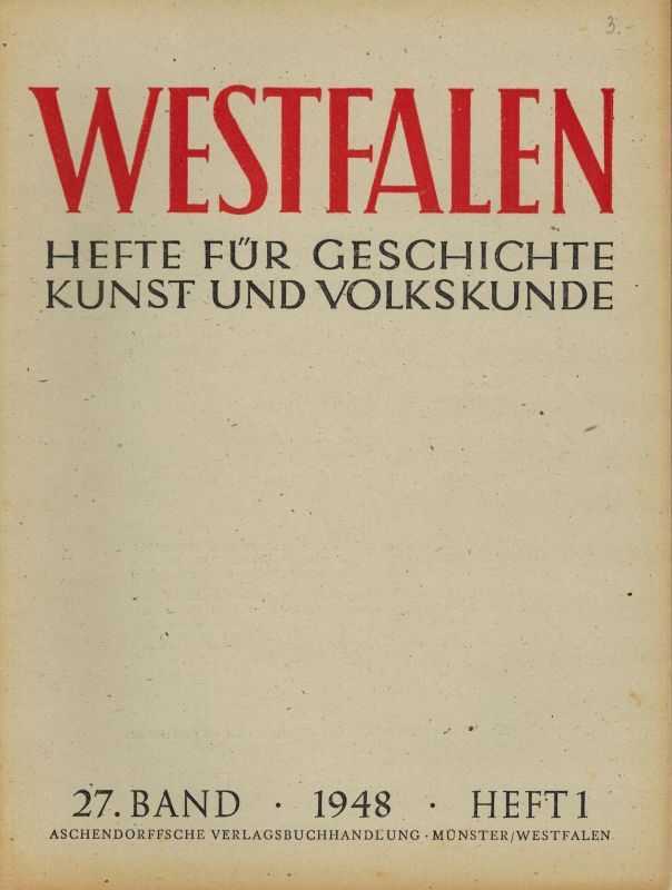 Westfalen  Westfalen 27. Band 1948 Hefte 1 bis 3 (3 Hefte) 