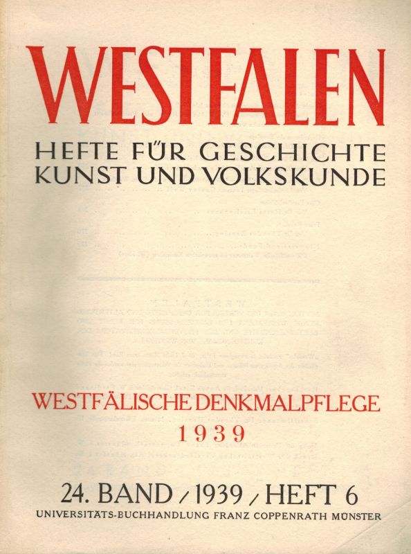 Westfalen  Westfälische Denkmalpflege 1939 
