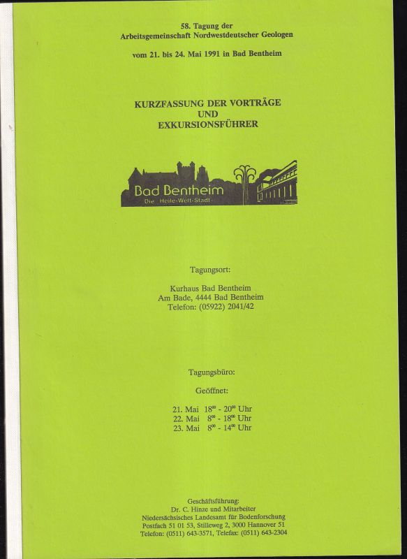 Hinze,C.  58.Tagung der Arbeitsgemeinschaft Nordwestdeutscher Geologen vom 