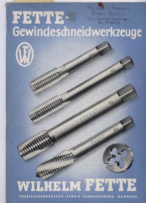 Wilhelm Fette Gewindeschneidwerkzeuge  Gewindeschneidwerkzeuge Katalog Nr.5101 