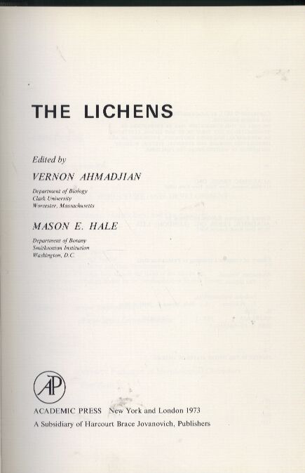 Ahmadjian,Vernon+Mason E.Hale  The Lichens 