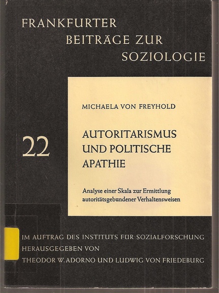 Freyhold,Michaela von  Autoritarismus und politische Apathie 