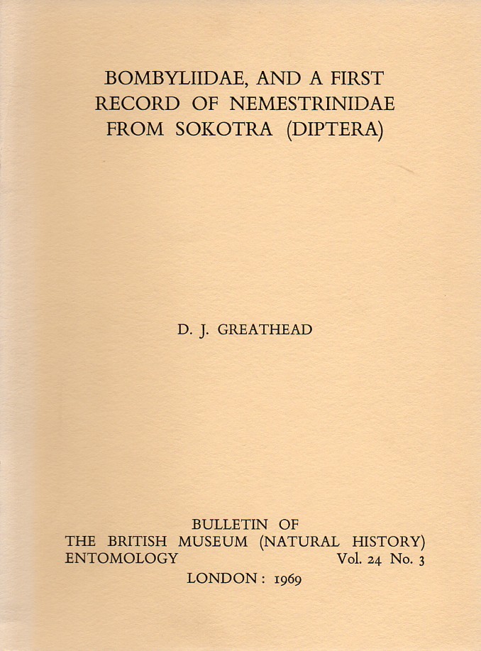 Greathead,D.J.  Bombyliidae, and a first record of Nemestrinidae from Sokotra 