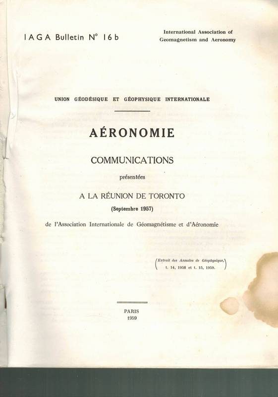 Union Geodesique et Geophysique Internationale  Aeronomie 