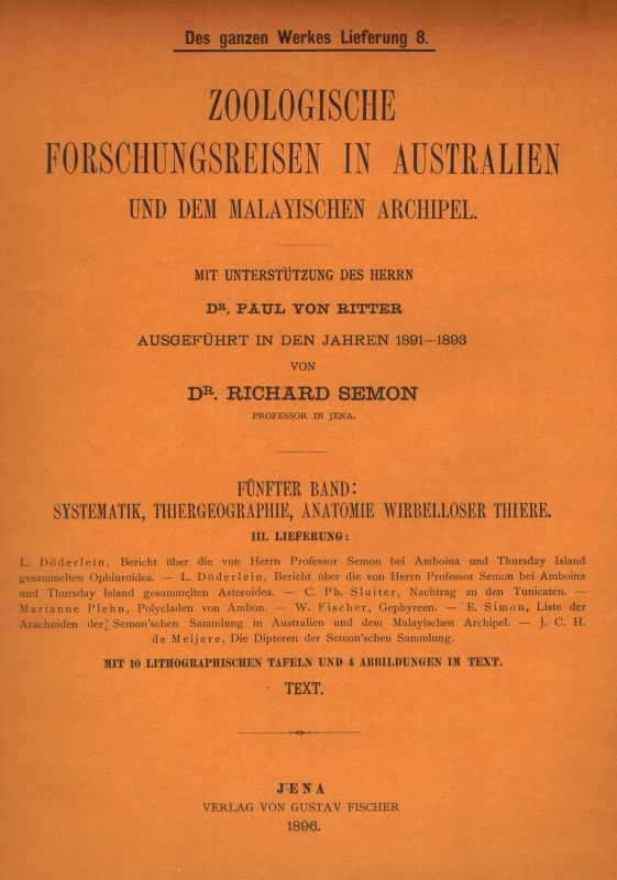 Semon,Richard  Zoologische Forschungsreisen in Australien und dem Malayischen 