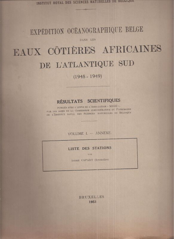 Capart,Andre  Expeditions Oceanographique Belge dans les Eaux Cotieres Africaines 