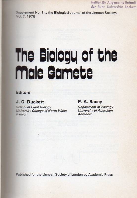 Duckett,J.G.+Racey,P.A.  The biology of the Male Gamete(Supplement No.1 to the Biological Journ 