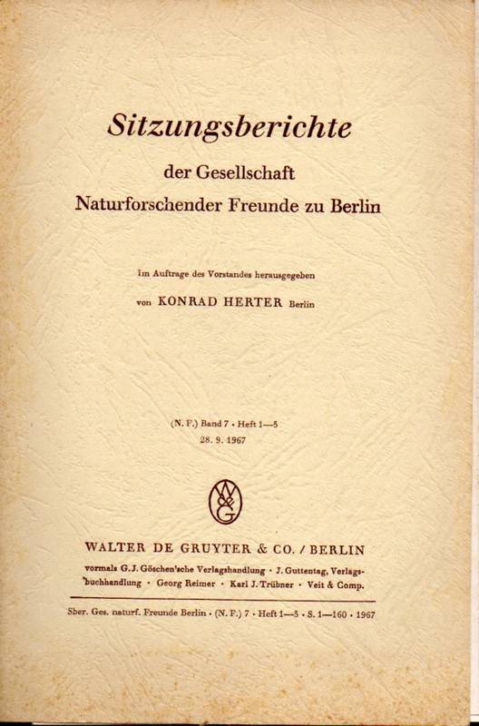 Herter,Konrad (Hsg.)  Sitzungsberichte der Gesellschaft Naturforschender Freunde zu Berlin 