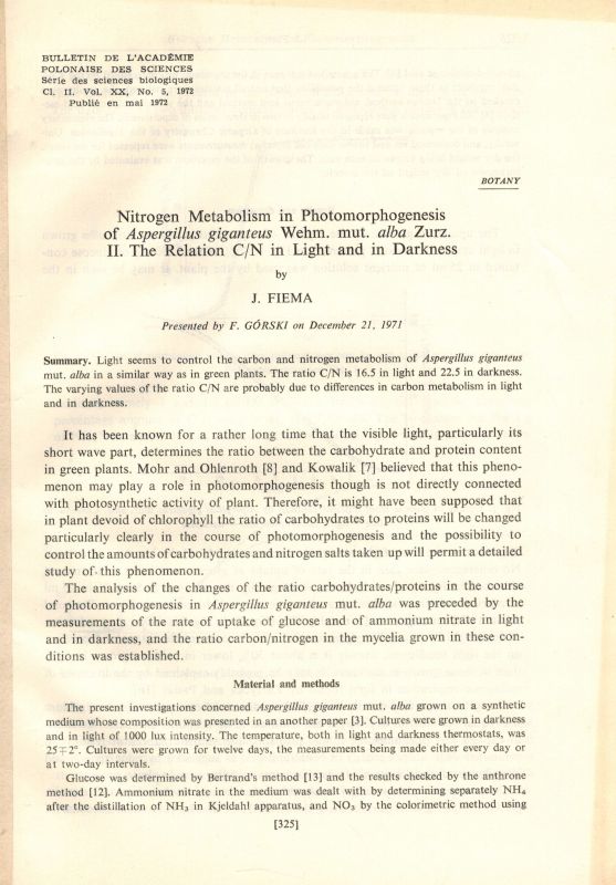 Fiema,J.+B.Piskorz+A.Zurzycka+H.Pasuit  12 Sonderabdrucke zum Thema Aspergillus giganteus Wehm. Und 