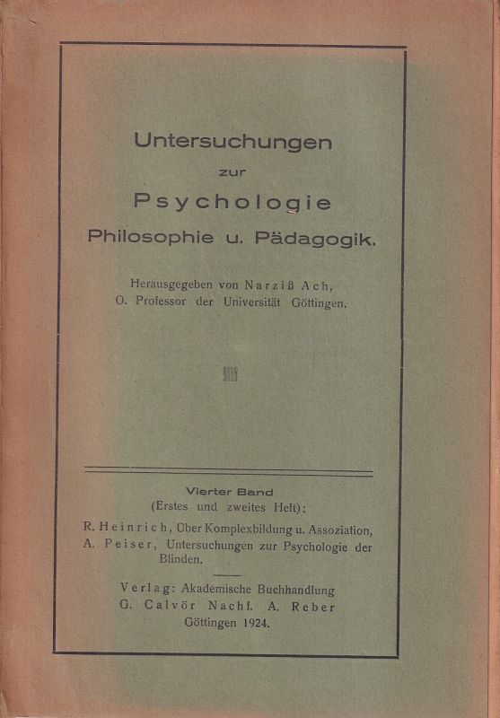 Heinrich,Richard und Artur Peiser  Über Komplexbildung und Assoziation 