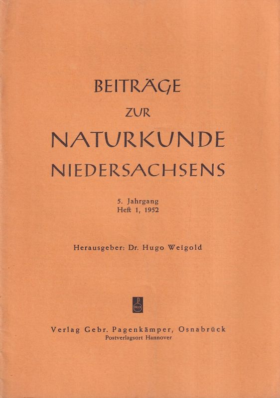 Beiträge zur Naturkunde Niedersachsens  5.Jg.1952.Heft 1 