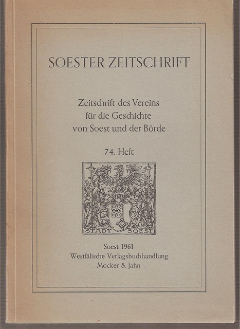 Soester Zeitschrift  Heft 74 1961 
