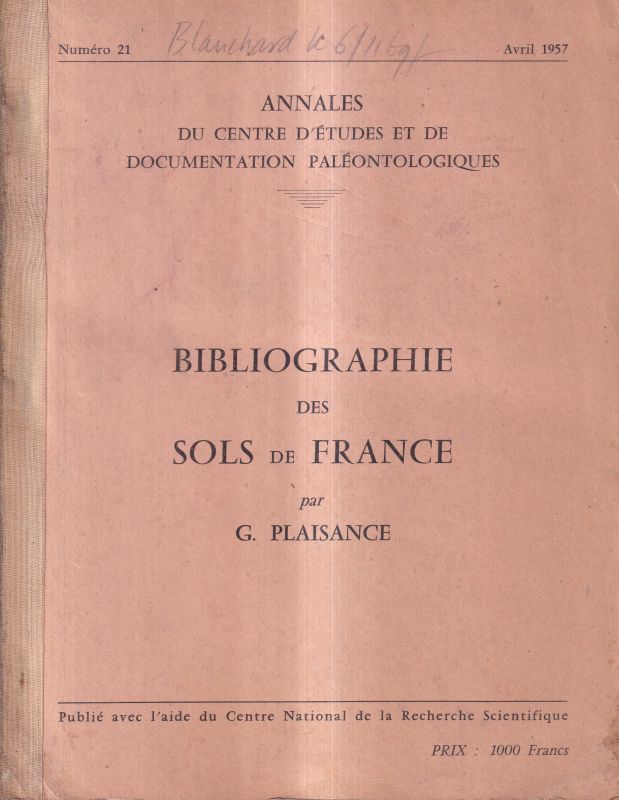 Plaisance,G.  Bibliographie des Sols de France(Annales du centre d´etudes et de 