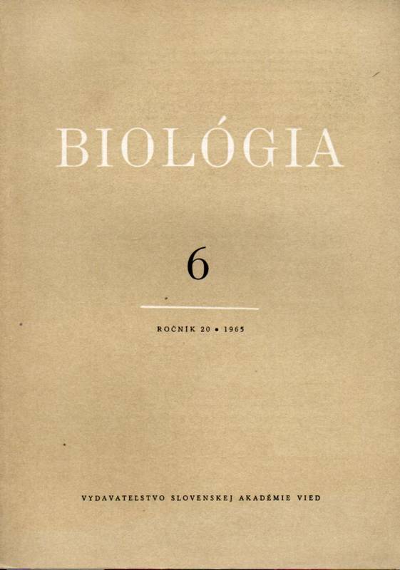 Vydavatelstvo Slovenskej Akademie Vied  Biologia 6 Rocnik 20, 1965 