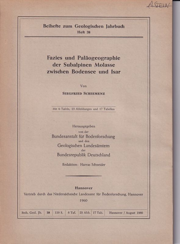 Schiemenz,Siegfried  Fazies und Paläogeographie der Subalpinen Molasse zwischen Isar 