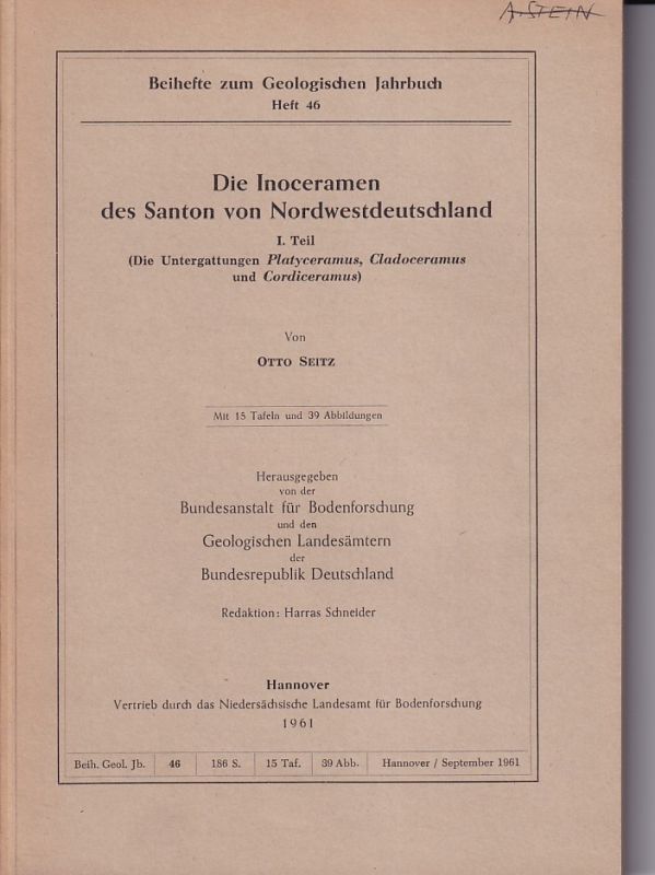 Seitz,Otto  Die Inoceramen des Santon von Nordwestdeutschland I.Teil 