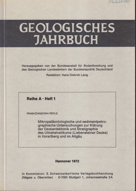 Höfle,Hans-Christoph  Mikropaläontologische und sedimentpetrographische Untersuchungen 