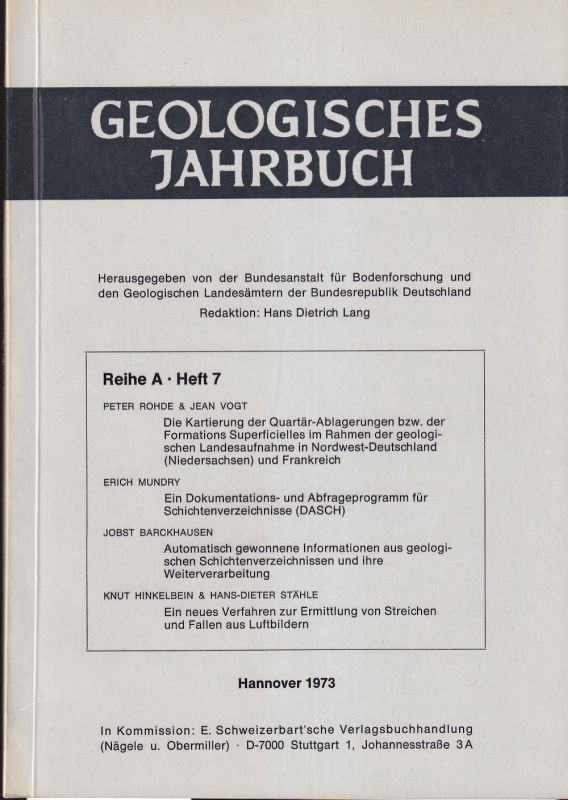 Bundesanstalt für Bodenforschung  Geologisches Jahrbuch Reihe A Heft 7 