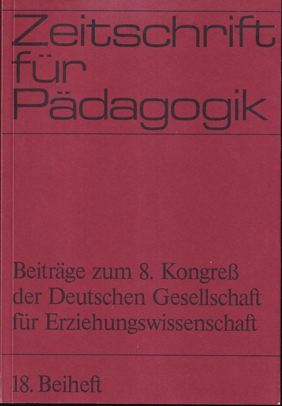 Benner,Dietrich und Helmut Heid und andere  Beiträge zum 8.Kongreß der Deutschen Gesellschaft für 